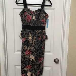 Antonio Melani crimson, black dress sz 8 NWT